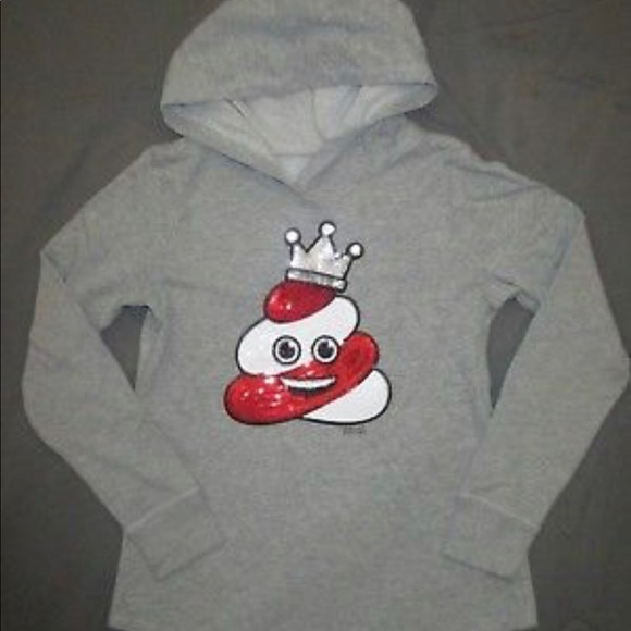 Justice Other - 5/$20🦄Justice Poop Emoji Gray Hooded Top size 12